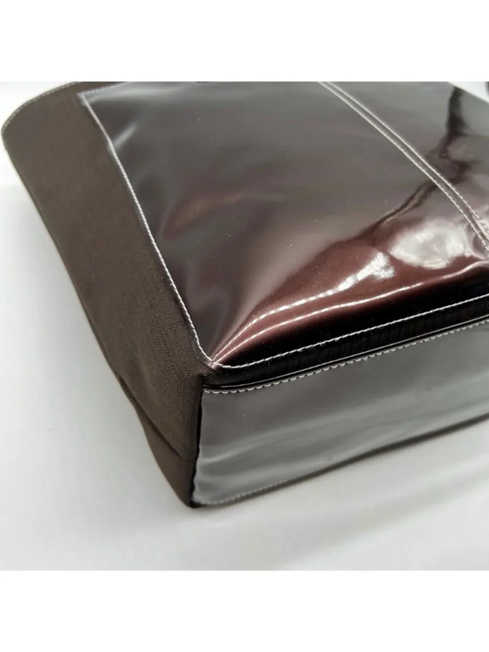 Brown Glossy Fabric Tote Bag